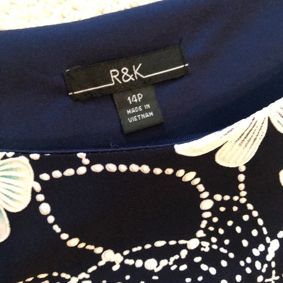 R&K Women's blue white green Floral Size 14 P Formal office party special event - Picture 11 of 11